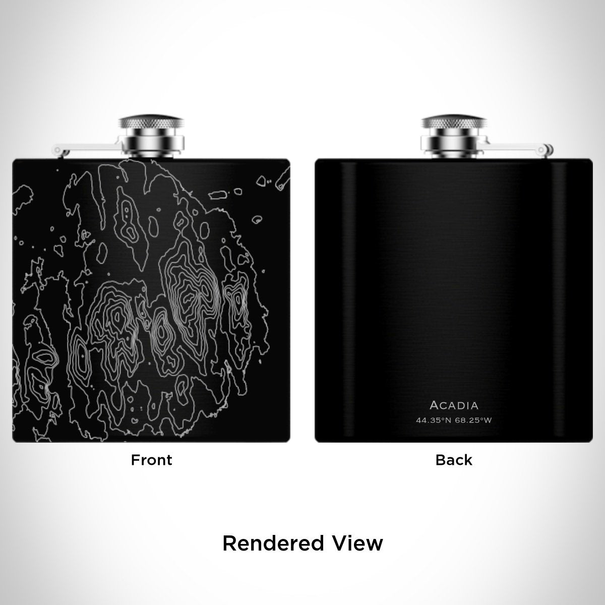 Acadia National Park Engraved Topographic Map Hip Flask