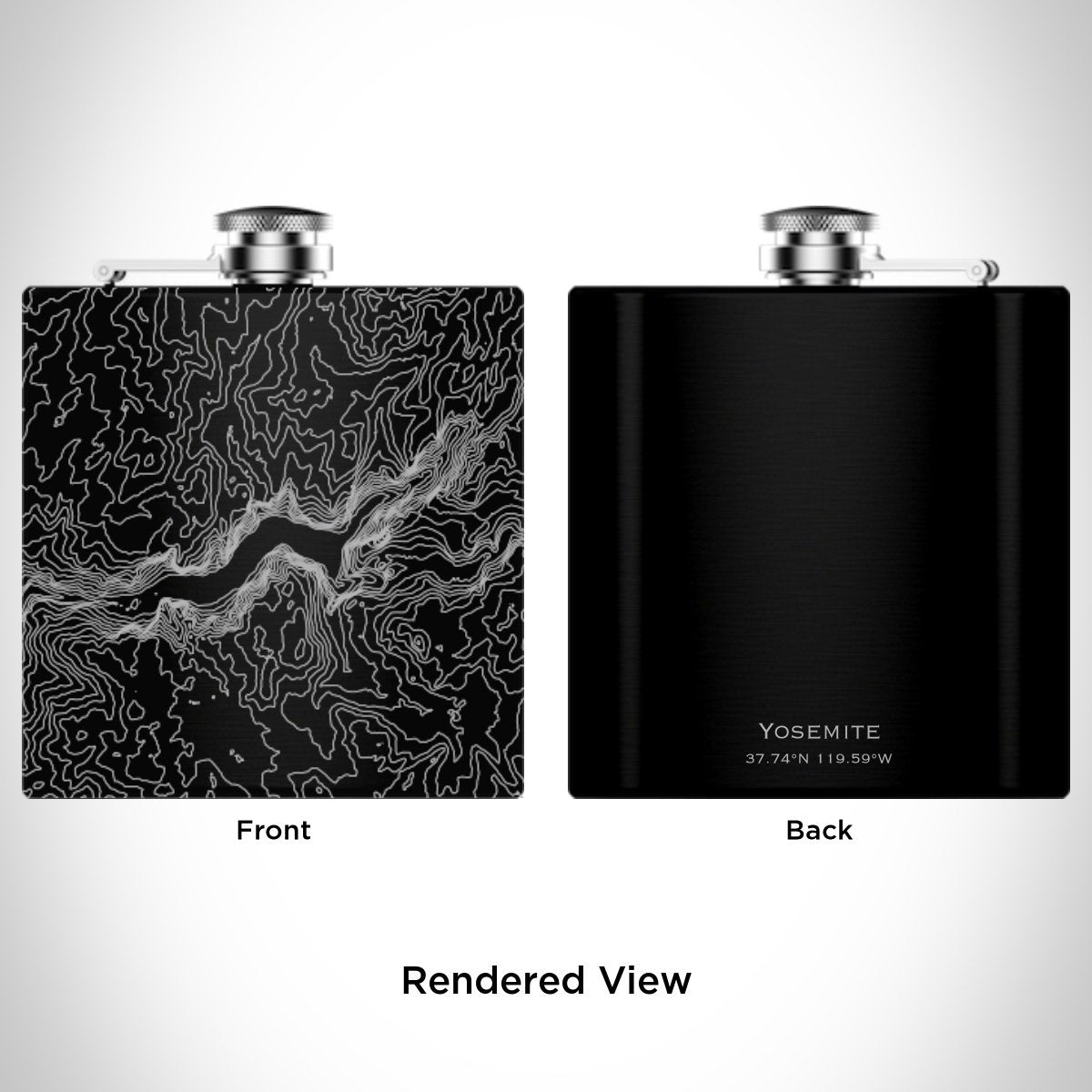 Yosemite National Park Engraved Topographic Map Hip Flask