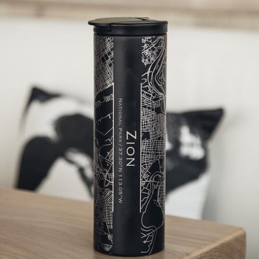 Zion National Park Engraved Topographic Map Tumbler