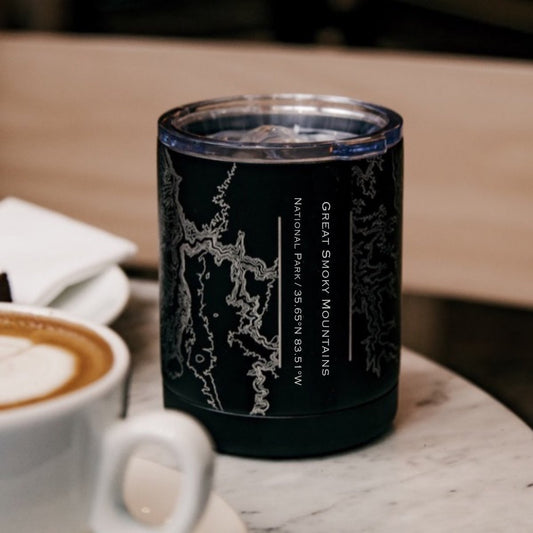Great Smoky Mountains National Park Engraved Topographic Map Insulated Cup