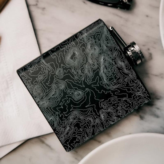 Rocky Mountain National Park Engraved Topographic Map Hip Flask