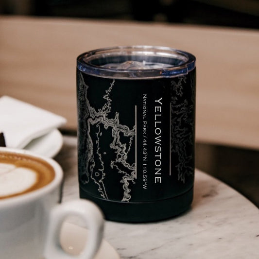 Yellowstone National Park Engraved Topographic Map Insulated Cup