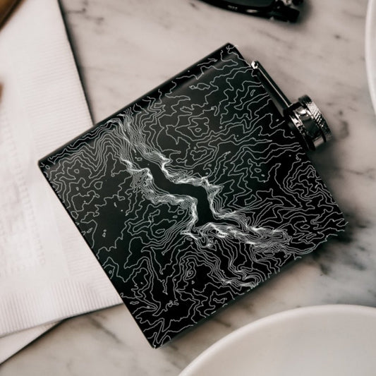 Yosemite National Park Engraved Topographic Map Hip Flask